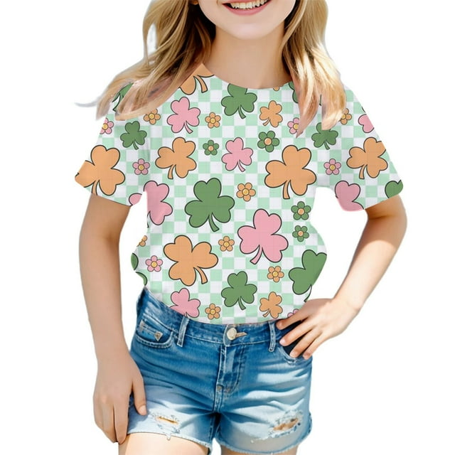 T-shirt Décontracté Mode pour Filles Garçons et Filles, Col Rond, Manches Courtes, Ample