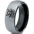 thumbnail image 1 of Tungsten Bulls Band Ring 8mm Men Women Comfort Fit Black Dome Brushed Gray Polished, 1 of 4