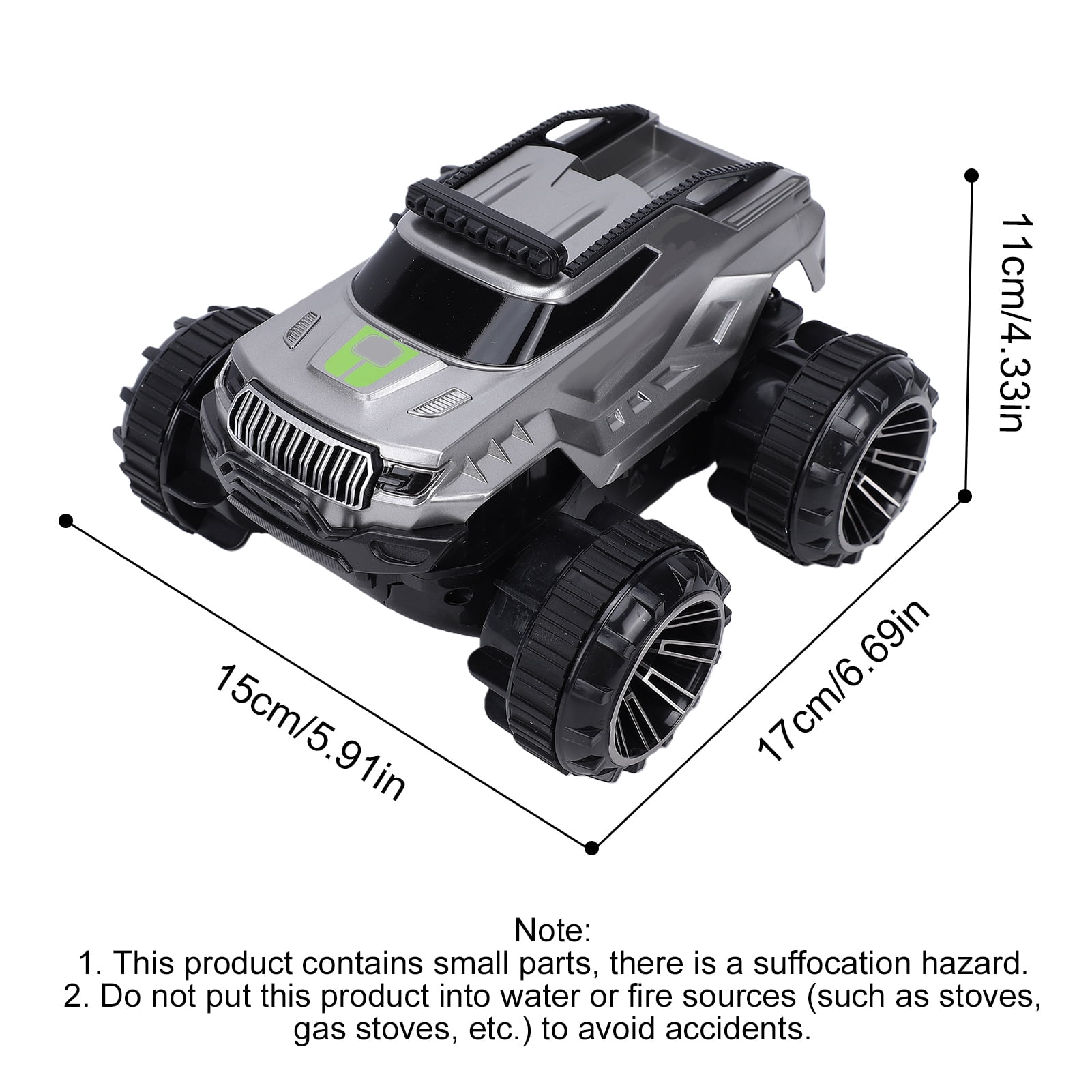 Off Road RC Car Land and Water RC Car, 4WD All Terrain Remote Control Vehicle with LED Lights, 360° Rotation, High-Speed Stunt RC Vehicle for Outdoor Play