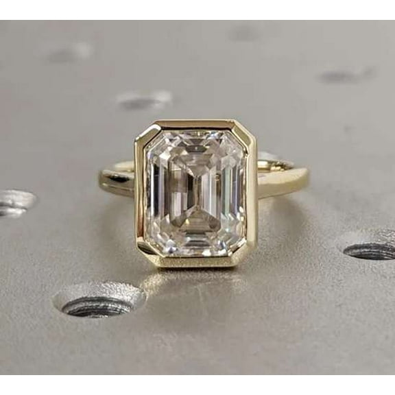 vylahjewellery Brilliant 14k Gold Ring 1.50 CT Emerald Cut Moissanite Diamond Ring Promise Ring For Girlfriend