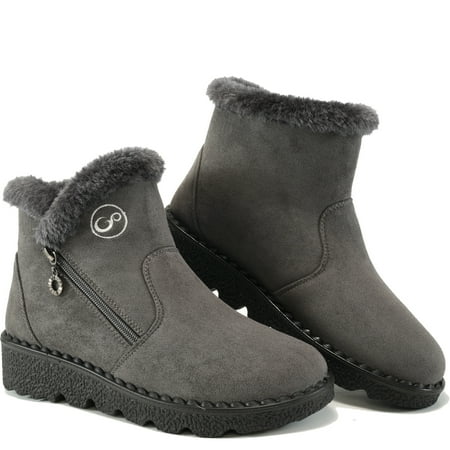 Ecetana Women Snow Boots Winter Shoes Faux Fur Lined Warm Comfortable Anti Slip Booties with Zippers
