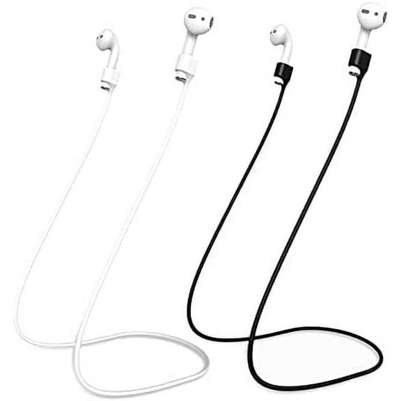 2PCS Soft Silicone Leash Sport String, Neck Rope Cord Accessories for Airpods Pro/2/1. (Black White)