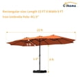 thumbnail image 4 of Clihome  15 Ft Umbrella Outdoor Rectangular Crank Market Umbrella with Base Orange, 4 of 5