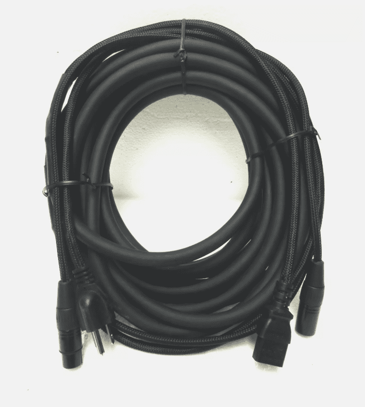 LASE 30 Ft(9.14M) Siamese Cable AC Power & XLR Audio Cable for Power Speakers