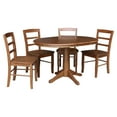 thumbnail image 3 of 36" Round Solid Wood Extension Dining Table with Leaf and 4 Madrid Ladder Back Chairs in Distressed Oak by International Concepts, 3 of 3