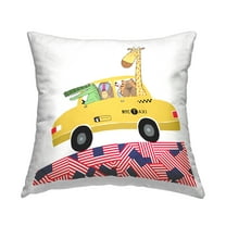 Stupell Industries Animals in NY Taxi Square Decorative Printed Throw Pillow, 18 x 18