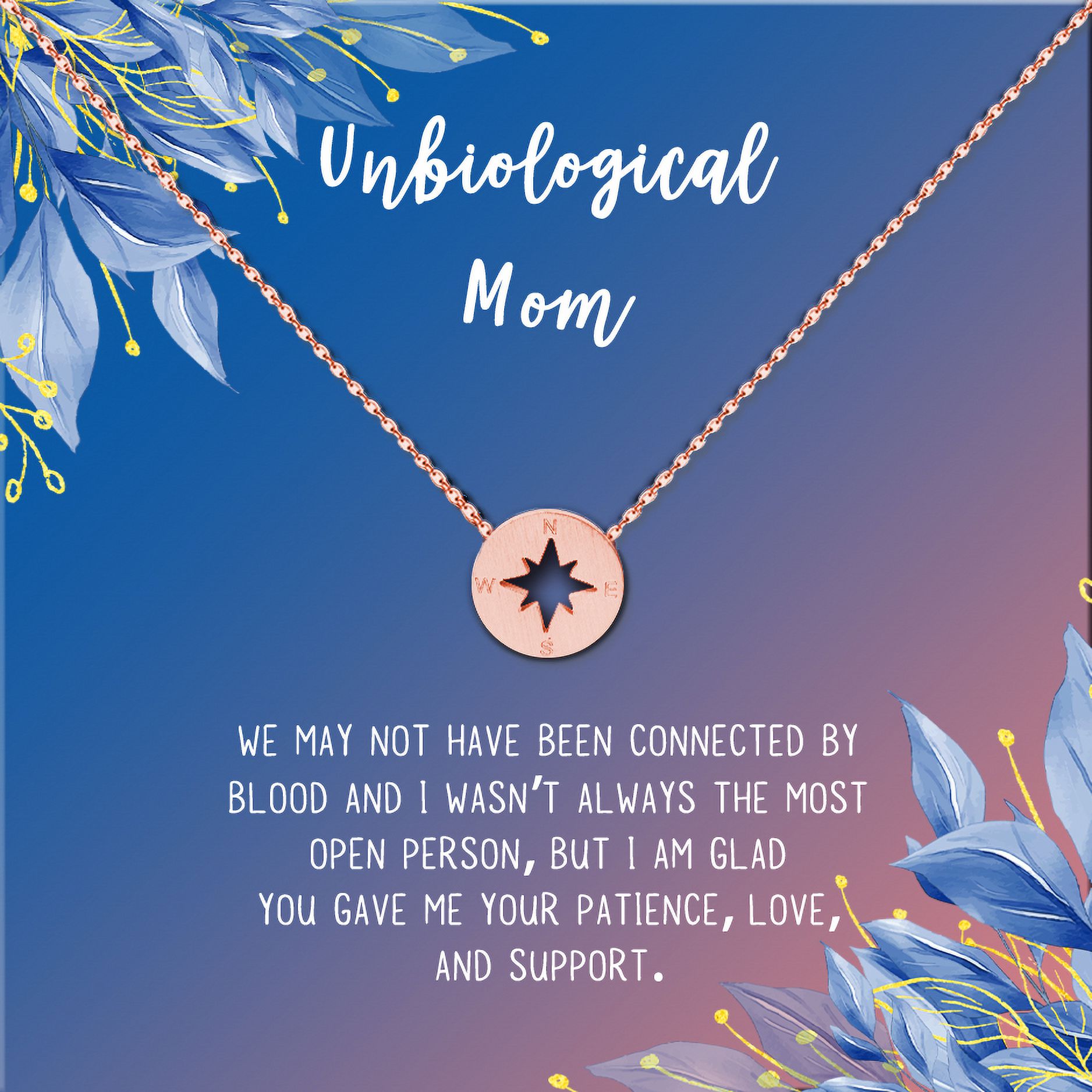 Unbiological Mom Mother's Day Gift for Mom, Mother in Law Gift, Mother's Day Gift Box, Mother's Day Gift Idea, Gift for Mom, Jewelry For Mother[Rose Gold Compass,Blue-Orange Gradient]