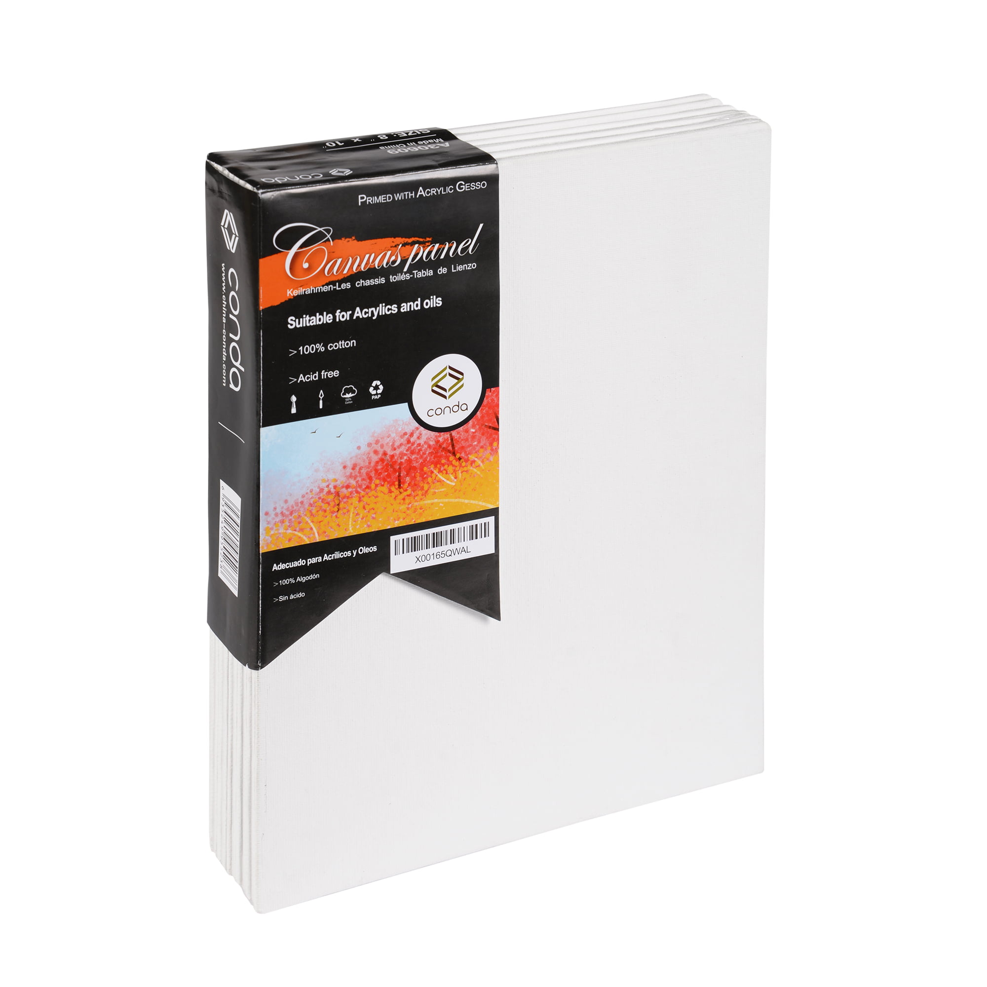 CONDA Canvas Panels 9 x 12 inch Pouring & Oil Painting Primed 100% Cotton Artist Quality Acid Free Canvas Board for Acrylic 24 Pack 