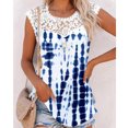 thumbnail image 2 of Camiseta Floral Estampado De Costuras De Encaje Tops De Cuello Redondo para Mujer Top Corto Floral Lavable A Máquina para Vacaciones Viajes Oficina Flor 6 M, 2 of 6