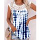 thumbnail image 2 of Camiseta Floral Estampado De Costuras De Encaje Tops De Cuello Redondo para Mujer Top Corto Floral Lavable A Máquina para Vacaciones Viajes Oficina Flor 6 S, 2 of 6