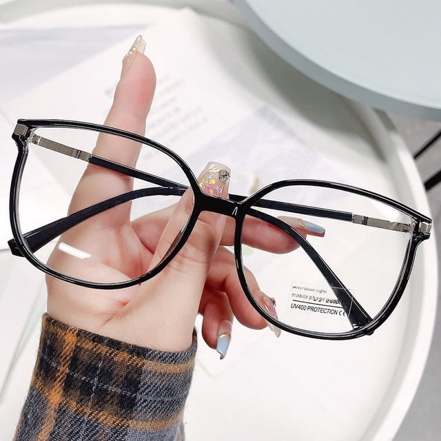 Gafas de moda con montura grande y protección contra la luz azul, estilo coreano, ajustadas, con decoración de colores lisos, montura de gafas de moda