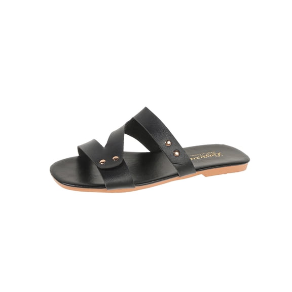 Wensltd Women Beach Sandals Comfortable Wide Width Round Toe Open Toe Ankle Strap Shoes for Summer Beach Vacation Walking Sandals Black