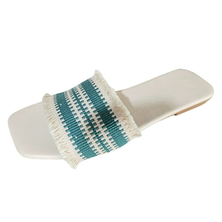 

MIASHUI Womens Sandals Fashion Open Toed Ethnic Sandals Flat Non Slip Sandals Beach Shoes Mint Green 8