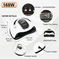 thumbnail image 2 of Led UV Nail Lamp Dryer, 168w Professional Nail Dryer , Automatic Sensor Nail Curing Lamp for Home Salon Use, Portable Handle Gel Nail Machine with 4 Timer Setting., 2 of 7