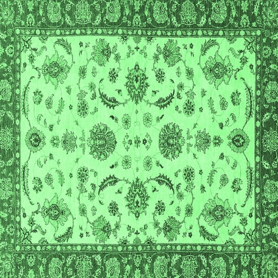 Ahgly Company Indoor Square Oriental Emerald Green Traditional Area Rugs, 8' Square