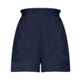 thumbnail image 5 of Tnhcen Women's High-Waisted Elastic Cargo Shorts with Ruffled Waist – Loose Fit Casual Shorts with Pockets Stretchy Waistband Comfortable Solid Shorts for Women S-2XL, 5 of 9