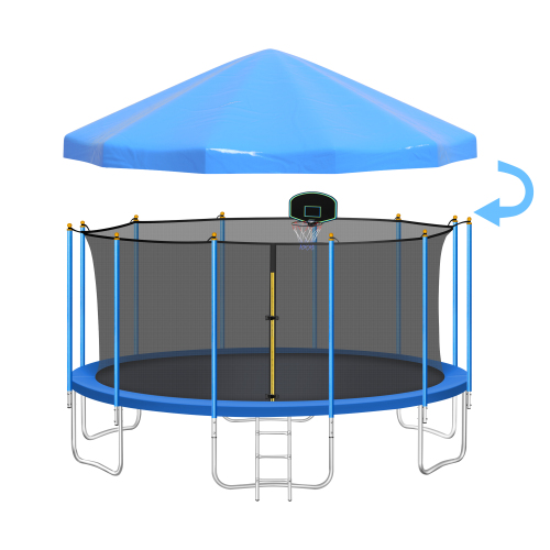 Trampoline Tent Cover Fit 16FT Awning Shade Cover Outdoor with Frame 12
