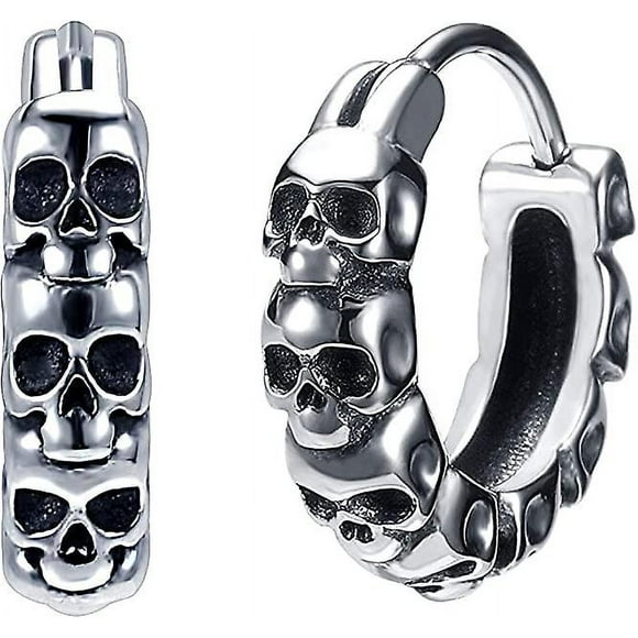 Gothic Skull Hoop Earrings For Men Mens Earrings Punk Black Helix Piercing Jewelry For Women