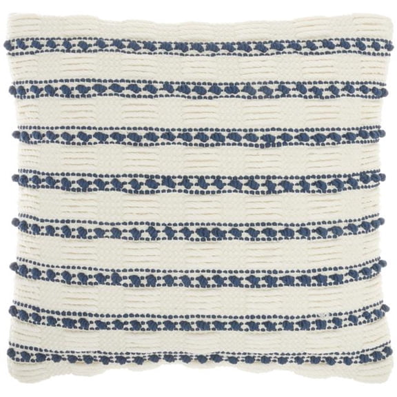 18 x 18 in. Navy Blue & Ivory Textured Stripes Throw Pillow