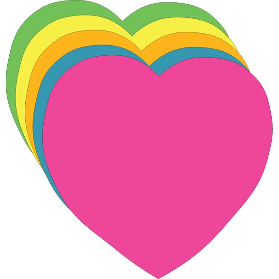 SHAPES ETC. Heart Bright Neon Assorted Color Large Cut-Outs- 5.5" x 5.5"