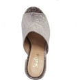 thumbnail image 3 of Shellys London Dalia Grey Embossed Design Velvet Chunky Heel Open Toe Mules (Grey, 6), 3 of 4