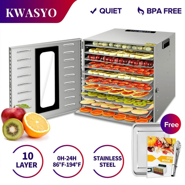 KWASYO 10 Layers Stainless Steel food dehydrator jerky maker Fruit machine,Adjustable Time and