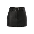 thumbnail image 3 of Qiylii Women Leather Mini Pencil Skirts with Belt,Black S-L, 3 of 9