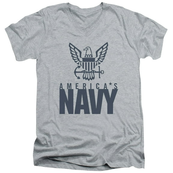 Navy - Eagle Logo - Slim Fit V Neck Shirt - Small