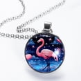 thumbnail image 2 of Flamingo Glass Circular Pendant Necklace - Stylish Womens Necklaces ?, 2 of 5