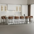 thumbnail image 2 of VECELO Modern Braided Bar Stools Set of 6 – Suede Fabric Counter Height Stools with Woven Back Support & Footrest, Heavy-Duty Metal Frame Bar Chairs for Kitchen Island, Bar, Living Room, Brown, 2 of 14