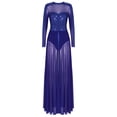 thumbnail image 3 of YiZYiF Womens Sequins Sparkly Ballet Dance Leotard Maxi Dress Long Sleeve Asymmetrical Lyrical Dress Dancewear Royal Blue XXL, 3 of 6