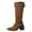 Brown, variant on Gyexs Womens Knee High Wide Calf Suede Boots Pointed Toe Heel Side Zipper Booties Comfortable Winter Outdoor Shoes Brown & Size 6.5
