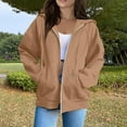 thumbnail image 2 of Resicozy Womens Light Weight Zip Up Hoodies Long Sleeve Oversized Sweatshirts Y2K Jacket with Pockets 2025 Fall Fashion Clothes Khaki S, 2 of 5