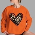 thumbnail image 3 of Heart Sweatshirt Womens Valentines Day Outfits Long Sleeve Pullover Shirt Crewneck Trendy Cute Tops, M Orange, 3 of 5