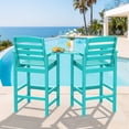 thumbnail image 6 of RIAFUN HDPE Height Bar Stools Set of 2 with Removable Connecting Table, Weather Resistant Outdoor Tall Adirondack Chairs with Umbrella Hole for Patio, Poolside, Garden, Turquoise, 6 of 11