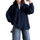 thumbnail image 2 of Suéter de Cuello Alto y Larga para Mujer con Cremallera, Jersey Informal de Punto Acanalado para Otoño e Invierno. Azul Marino L, 2 of 8