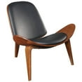 thumbnail image 1 of ACME Gwern Chaise d'Appoint en Cuir Reconstitué Noir et Noyer, 1 of 4