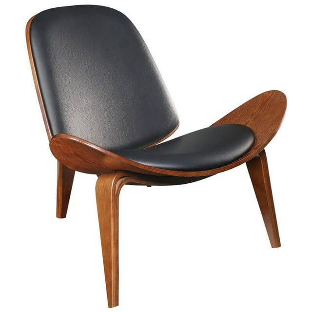 ACME Gwern Chaise d'Appoint en Cuir Reconstitué Noir et Noyer