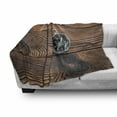 thumbnail image 3 of Compass Soft Flannel Fleece Throw Blanket, Navigator Tool on Wooden Backdrop from Above Vista Photo, Cozy Plush for Indoor and Outdoor Use, 50" x 60", Charcoal Grey Caramel, by Ambesonne, 3 of 6