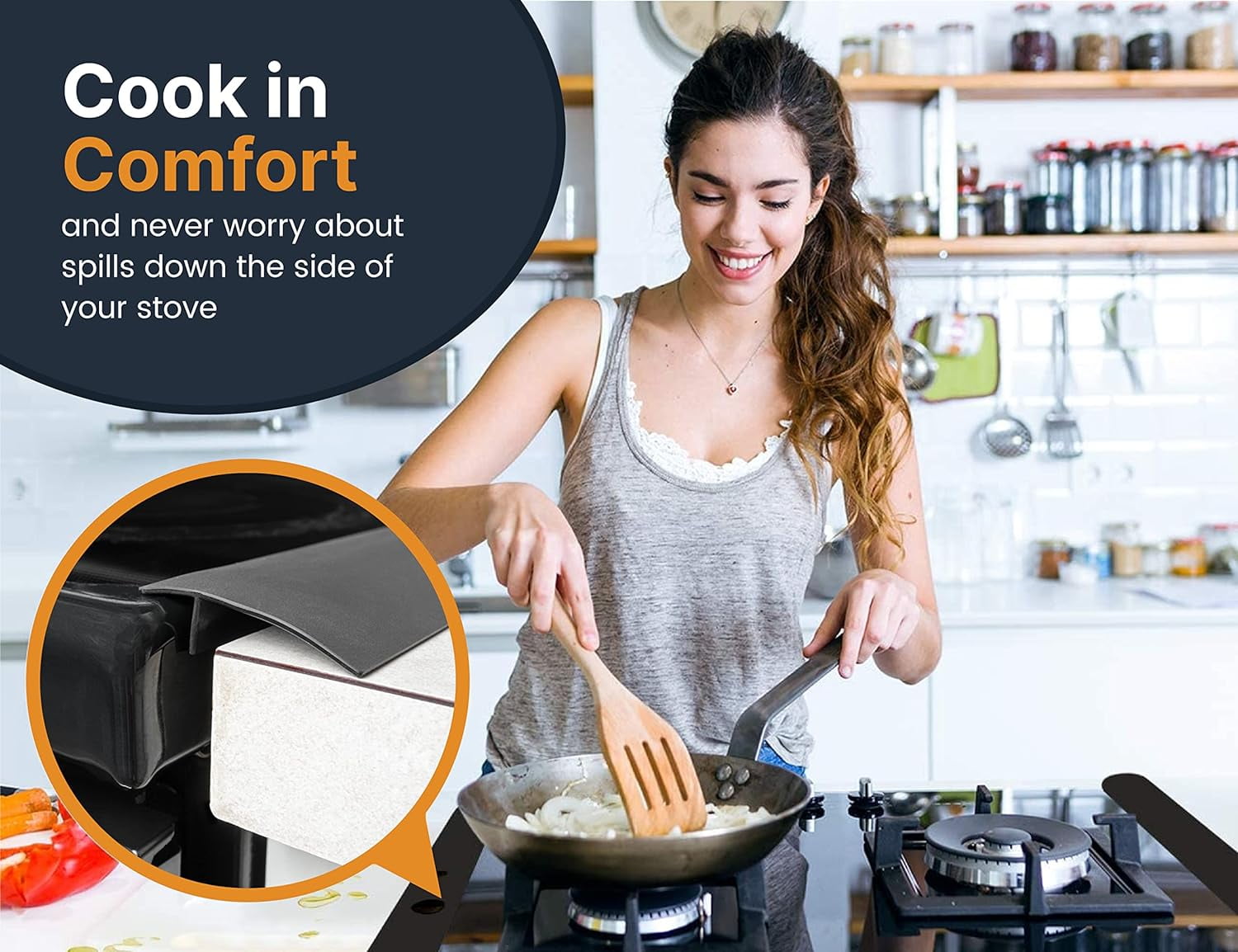 25 Inches Linda’s Essentials Silicone Stove Gap Covers 2 Pack - Heat Resistant Stove Gap Filler - Non-Slip Gap Covers Between Stove and Counter - Easy to Clean Stove Gap Guard