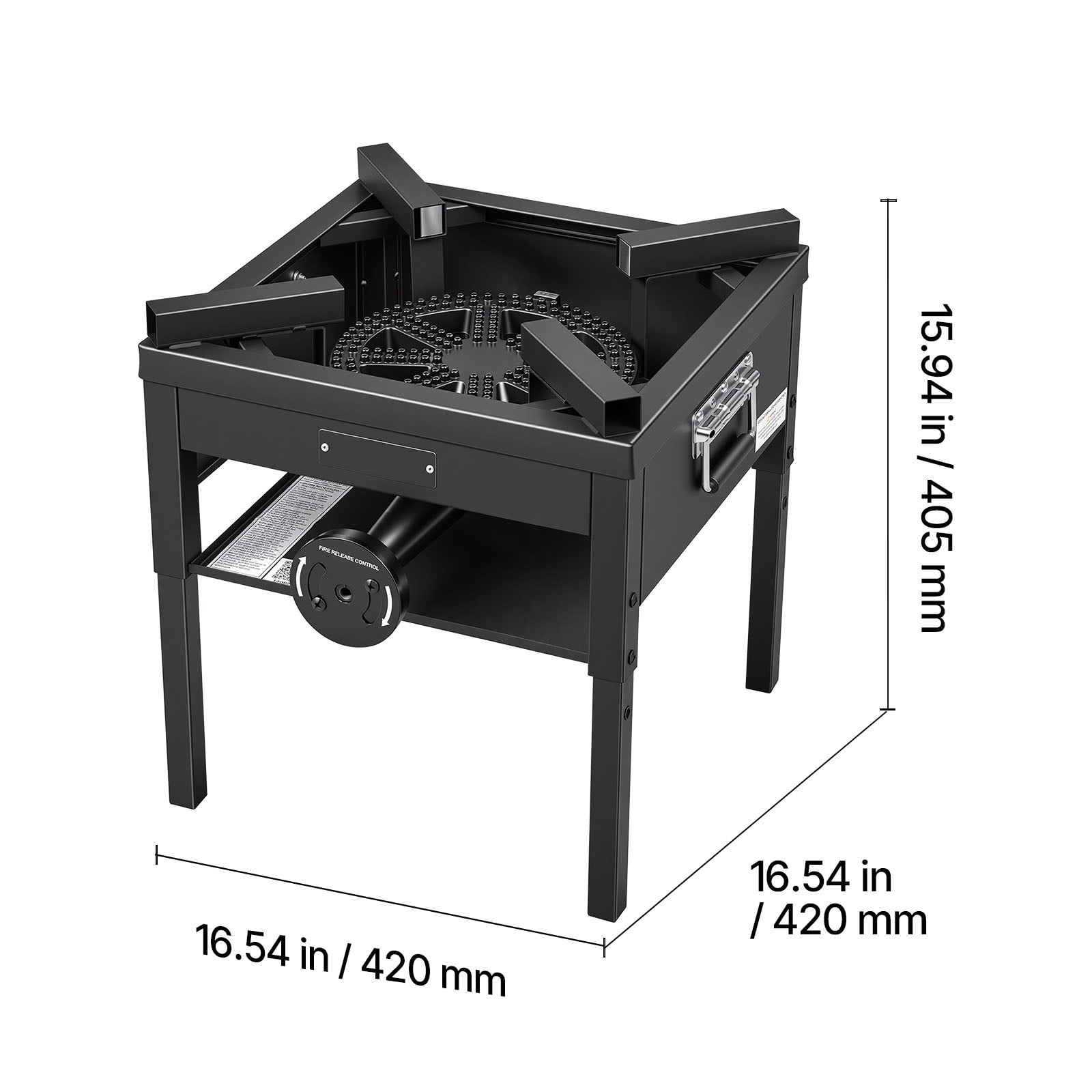 KFFKFF Single Burner Outdoor Propane Gas Stove, 200,000 BTU LPG Camping Cooker, Durable Carbon Steel Design with Shield & 20 PSI Regulator, Ideal for BBQ, Camping, Patio Cooking, and Seafood Boils
