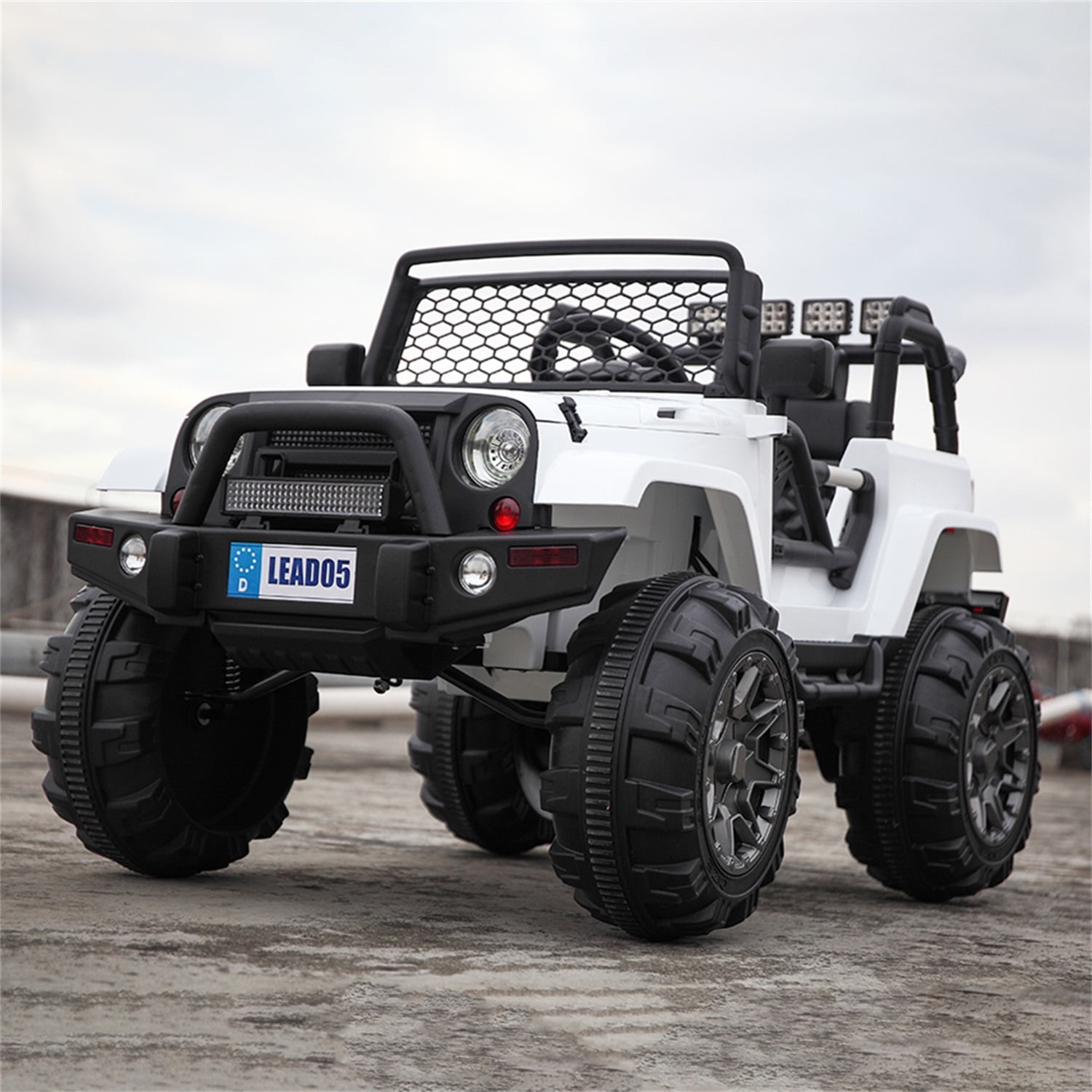 CIPACHO Dual Drive 12V Kids Ride On Truck Car Toy with Parent Remote Control, Spring Suspension, LED Lights, White CIPACHO Dual Drive 12V Kids Ride On Truck Car Toy with Parent Remote Control, Spring Suspension, LED Lights, White