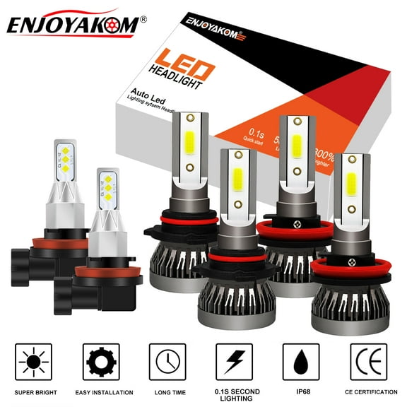 6x For Toyota 4Runner 2010-2021 combo Led Headlight High/Low Beam Fog light Bulbs