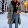 thumbnail image 6 of Qiggri Women's Hooded Puffer Coat Fleece Lined Full Zip Long Sleeve Outerwear Coat With Pockets for Winter Comfy Smart Casual Office Casual Outdoor M, 6 of 7