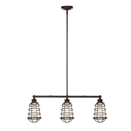 Wire Cage Pendant Design House 519785 Ajax Industrial Modern 3-Light Indoor Pendant with Metal Wire Cage for Dining Room Kitchen Foyer, Coffee Bronze ()