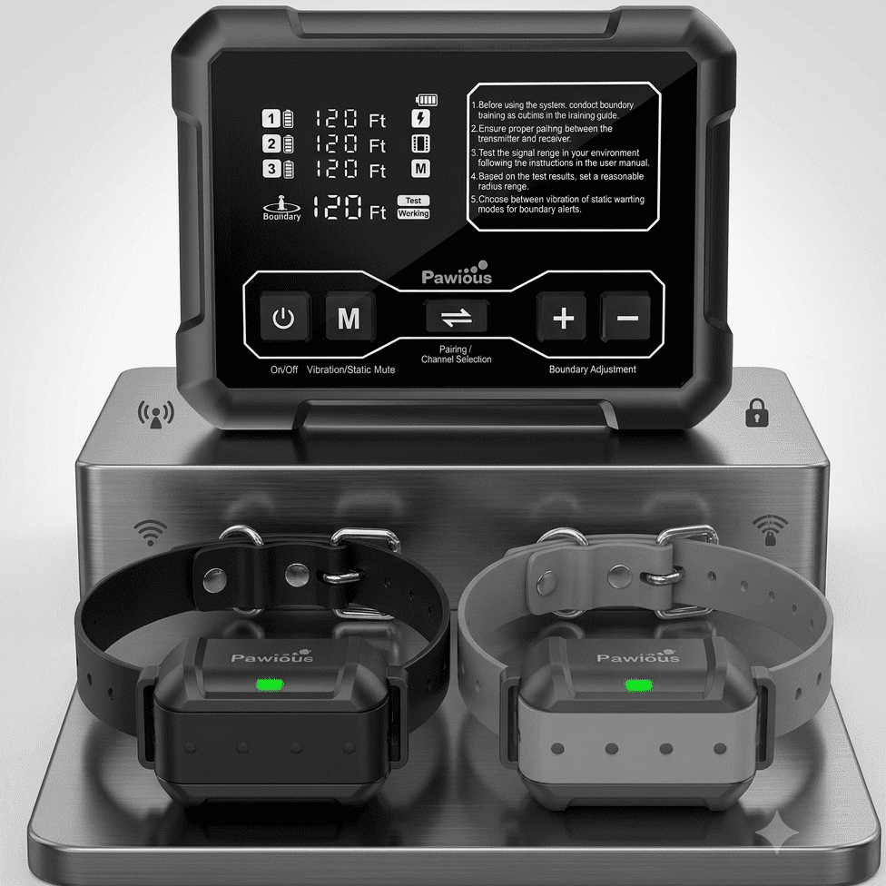 Pawious Wireless Dog Fence - 2 Dog Set, High Precision Containment System for Up to 5 Acres