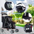 thumbnail image 3 of Dkelincs Double Tier Cat Dog Stroller for 2 Medium Dogs 4 Wheels Folding Breathable Travel Pet Stroller with Removable Pad & Cup Holder, Black, 3 of 7