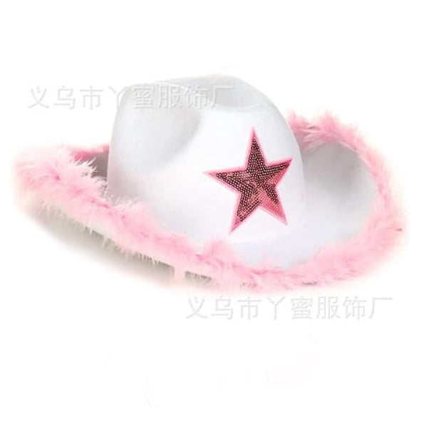 Txlixc Sombrero de vaquero femenino con decoración brillante Txlixc moda