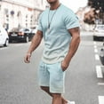 thumbnail image 2 of Suits for Men,Mens Short Shorts,Men Casual Round Neck Printing Short Sleeve Blouse And Shorts Pants Suit,Short Shorts for Men, 2 of 5