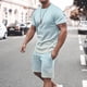 thumbnail image 2 of Mens Pantalones Casuales Cuello Redondo Impresión de Manga Corta Blusa Y Pantalones Cortos Traje, Pantalones de Traje para Hombres, 2 of 5